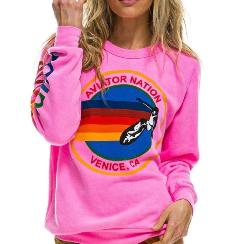 Aviator Nation Venice Sweatshirt- Neon Pink